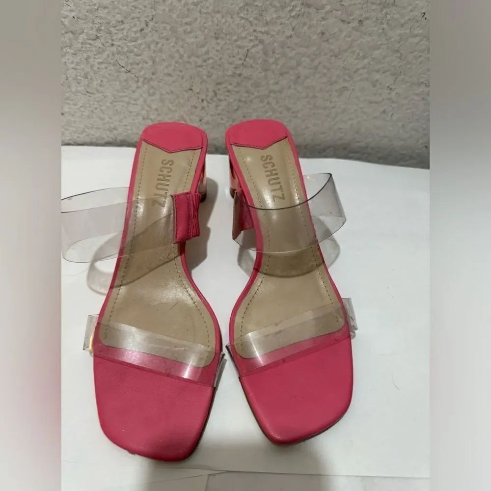Schutz pink and clear heels Ariella Acrylic Sandal size 6.5 B